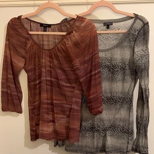 Express Women's Brown and Gray Blouse Duo